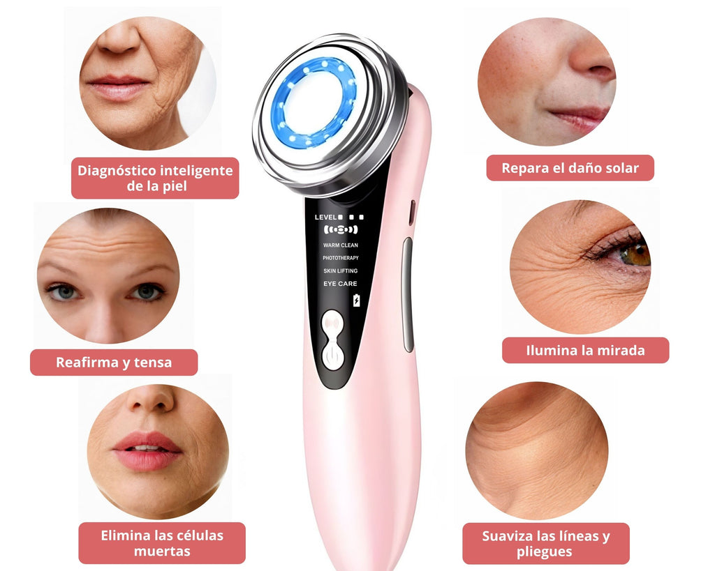 Masajeador Facial 4 en 1 con Luz Led | Lifting, Arrugas y Ojeras